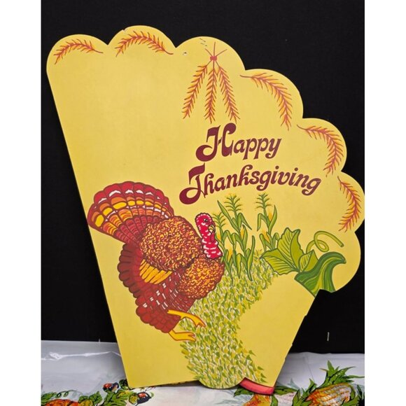 Retro Vintage Happy Thanksgiving Honey Comb Die Cut Scan Party 1988 - Picture 7 of 12